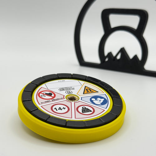 I•CAN•HOLD 15kg Yellow Edition, die MagSafe Handyhalterung für's Gym in der Rückansicht drapiert mit schräger draufsicht